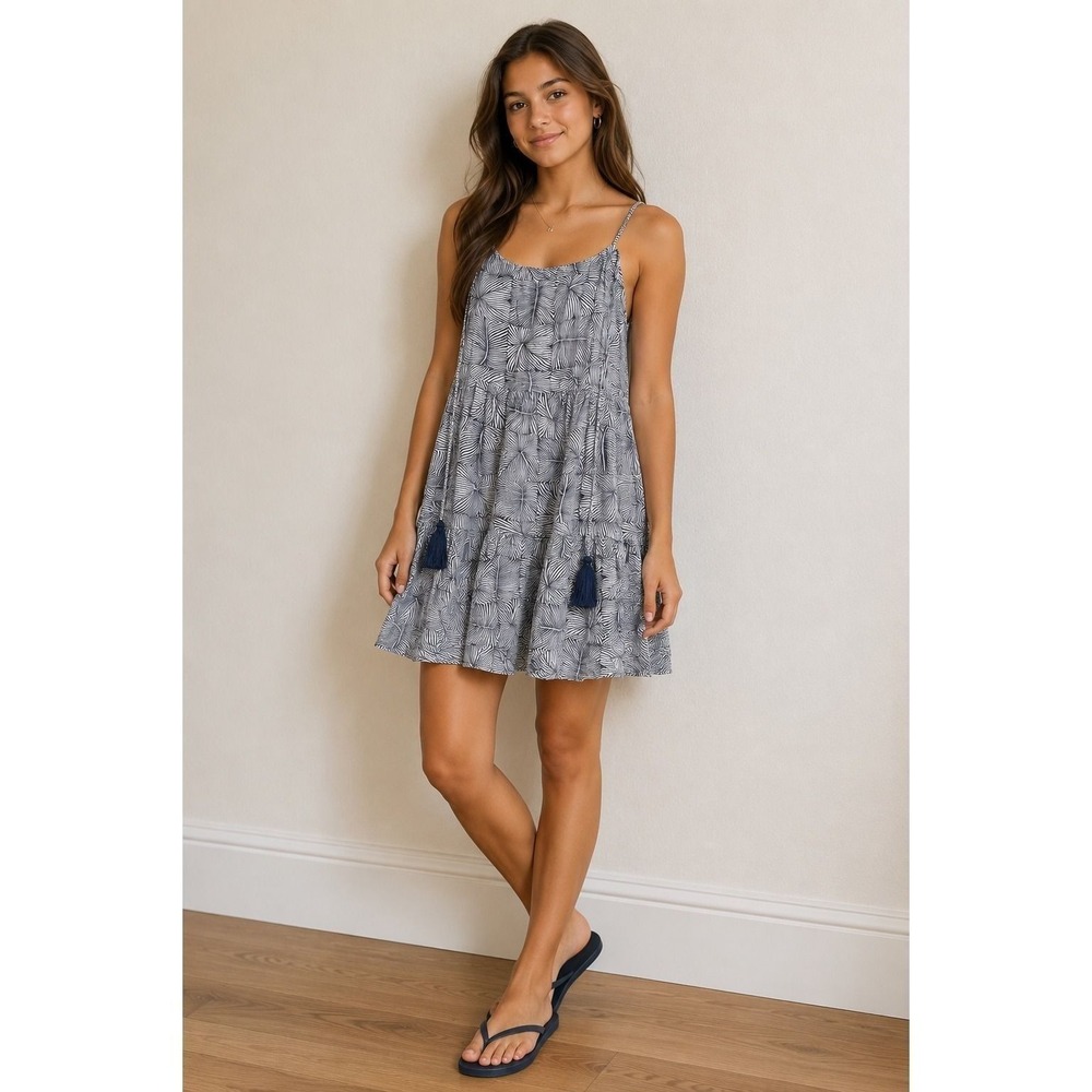 Roxy Evening Breeze Mood Indigo Tiered Mini Dress Small